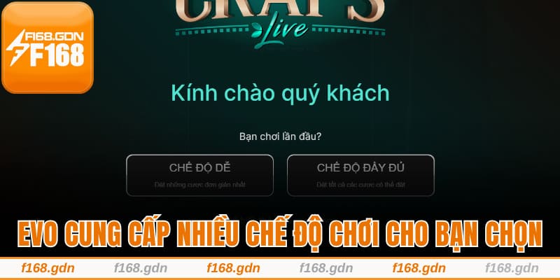 EVO cung cấp nhiều chế độ chơi cho bạn lựa chọn