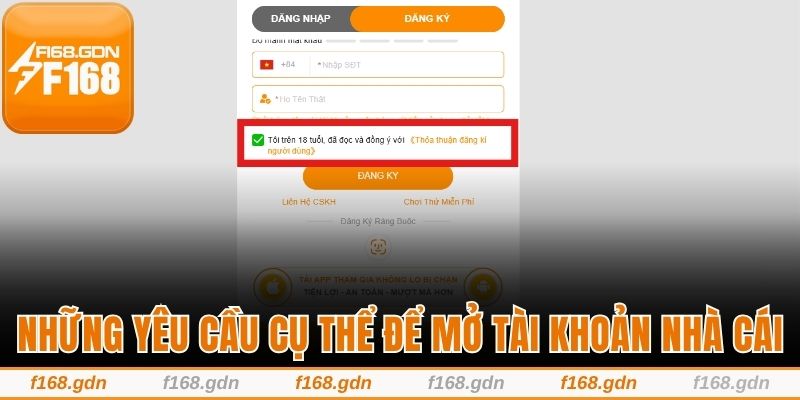 Những yêu cầu cụ thể để mở tài khoản nhà cái